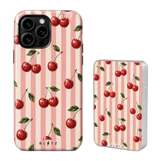 Pack Cerezas Rayas – Carcasa y Powerbank magnético
