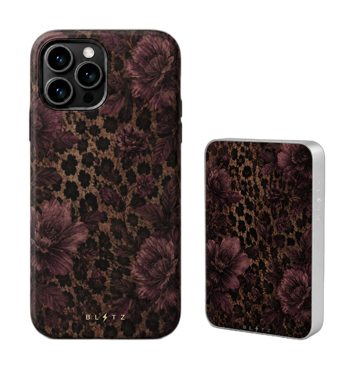 Pack Flores Leopardo – Carcasa y Powerbank magnético