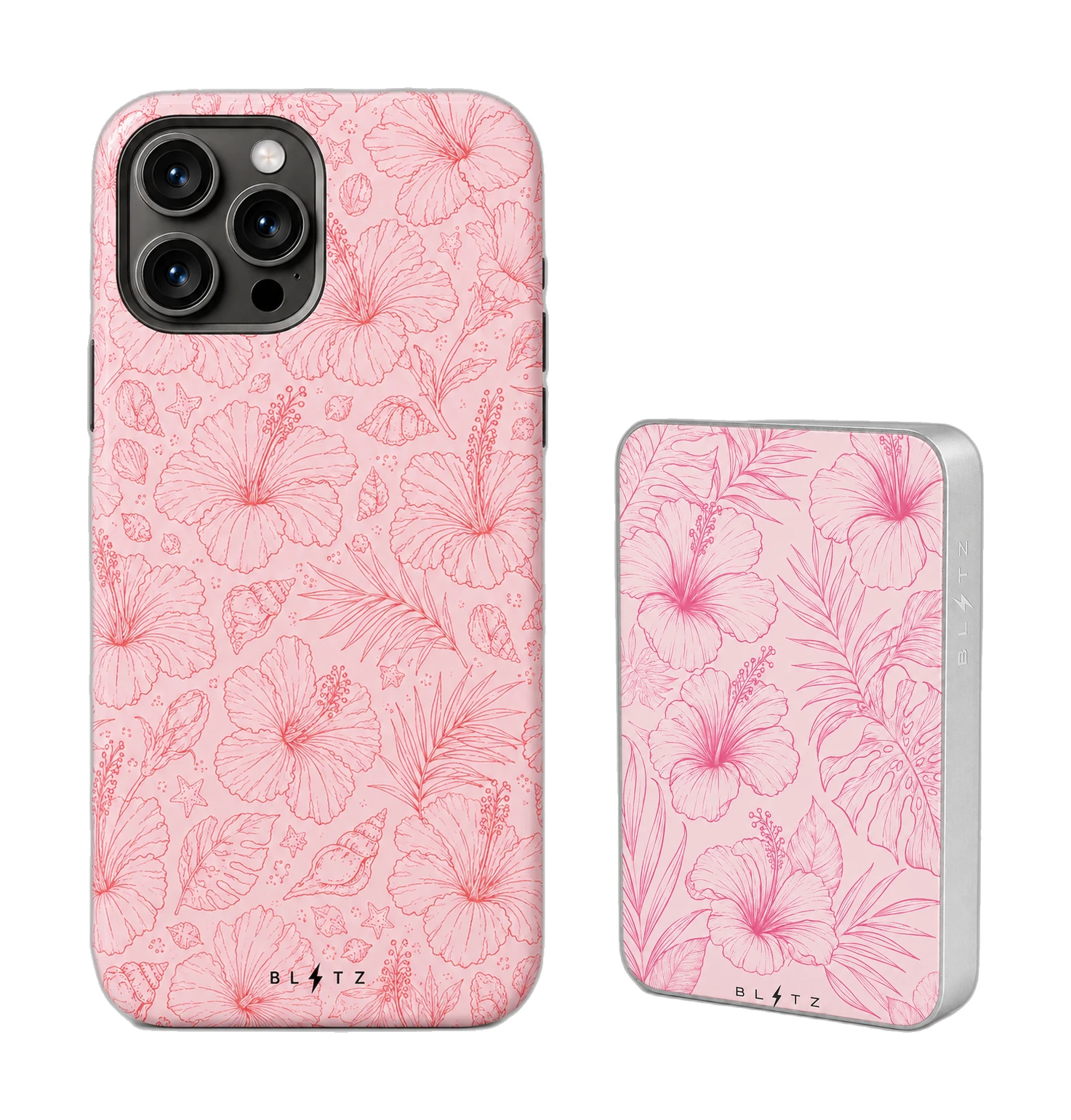 Pack Hibisco Rosa – Carcasa y Powerbank magnético