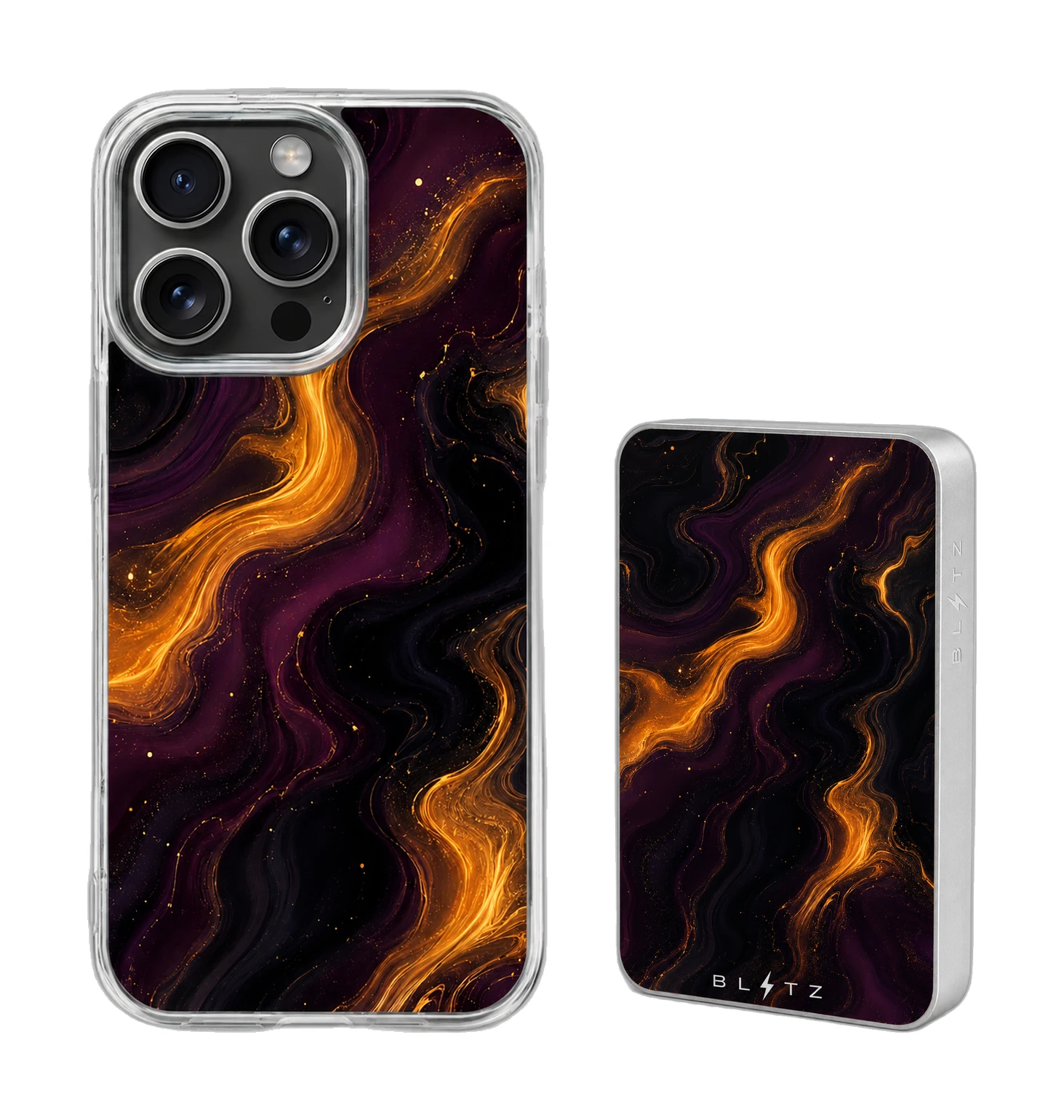 Pack Mármol Ámbar – Carcasa y Powerbank magnético