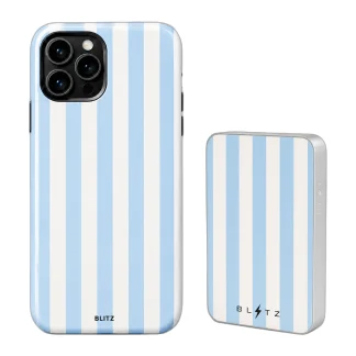 Pack Rayas Cielo – Carcasa y Powerbank magnético